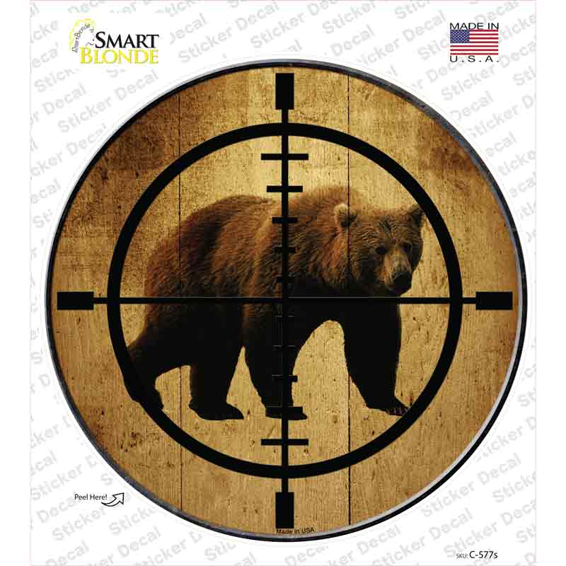 C-577s-M Bear Hunter Novelty Circle Sticker Decal, Medium
