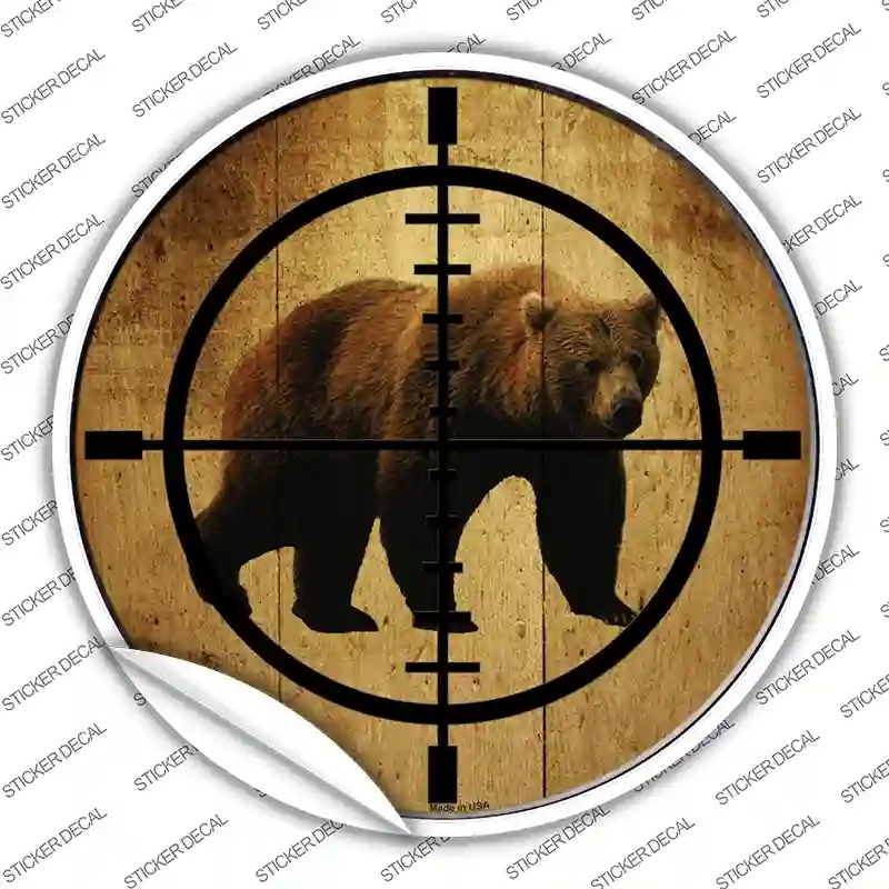 C-577s-S Bear Hunter Novelty Circle Sticker Decal, Small
