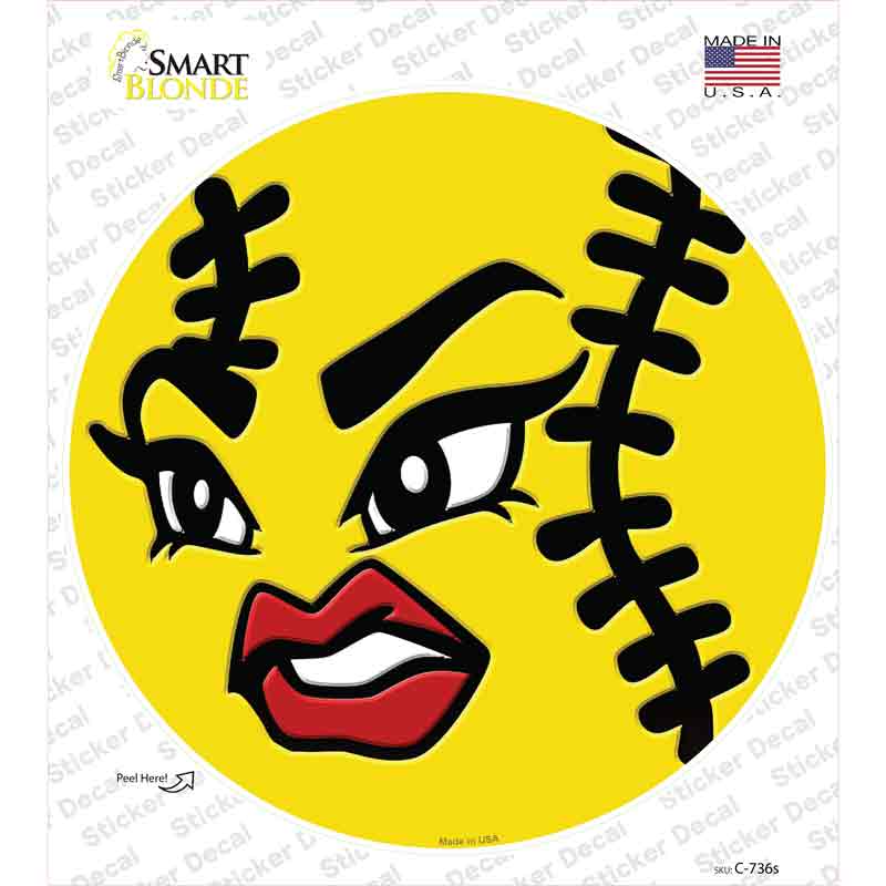 C-736s-M Angry Softball Novelty Circle Sticker Decal, Medium