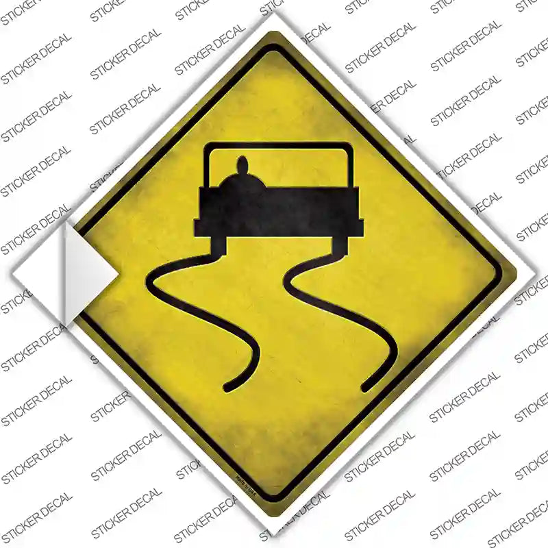 CX-116s-S Slippery Road Novelty Diamond Sticker Decal, Small