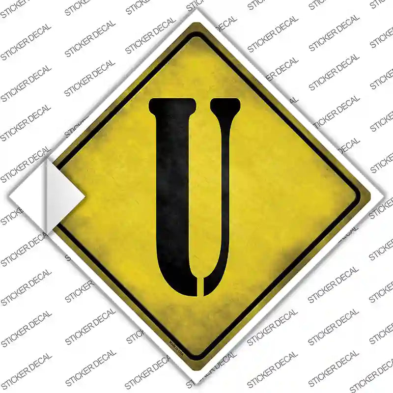 CX-286s-L Letter U Xing Novelty Diamond Sticker Decal, Large