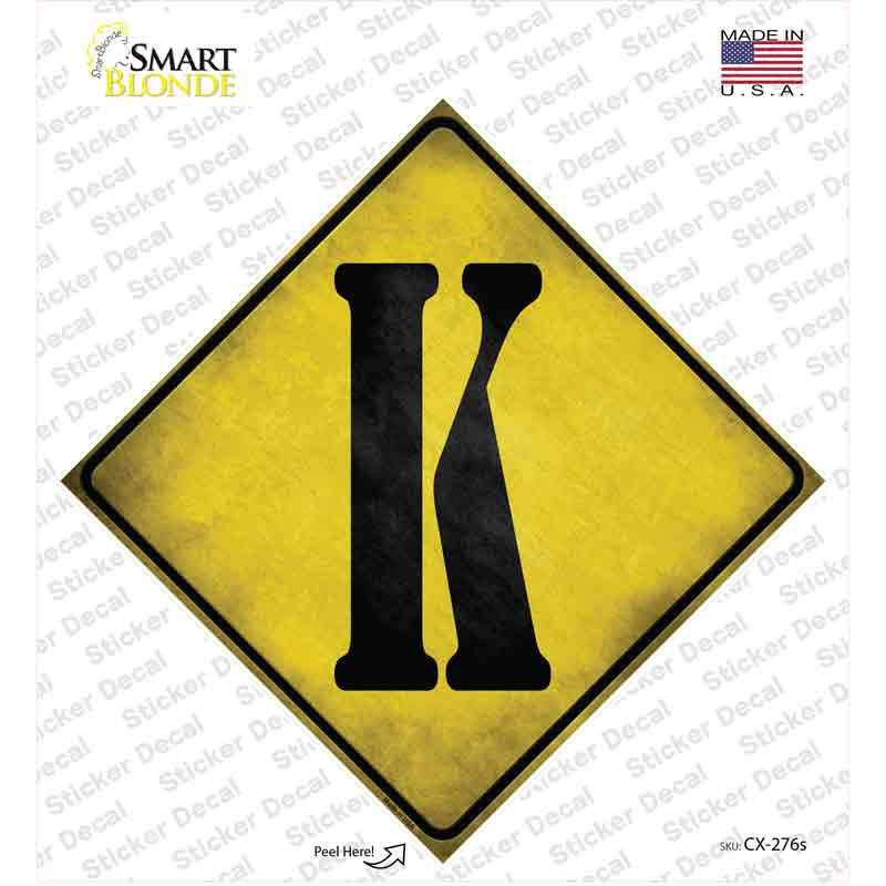 CX-276s-M Letter K Xing Novelty Diamond Sticker Decal, Medium