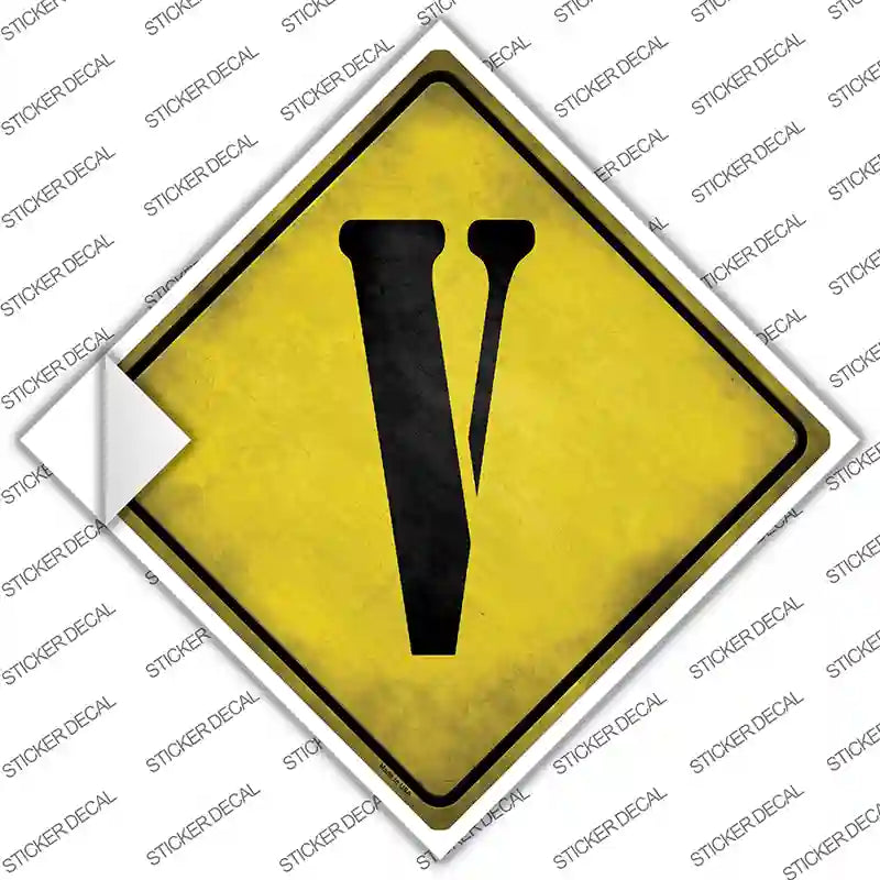 CX-287s-L Letter V Xing Novelty Diamond Sticker Decal, Large