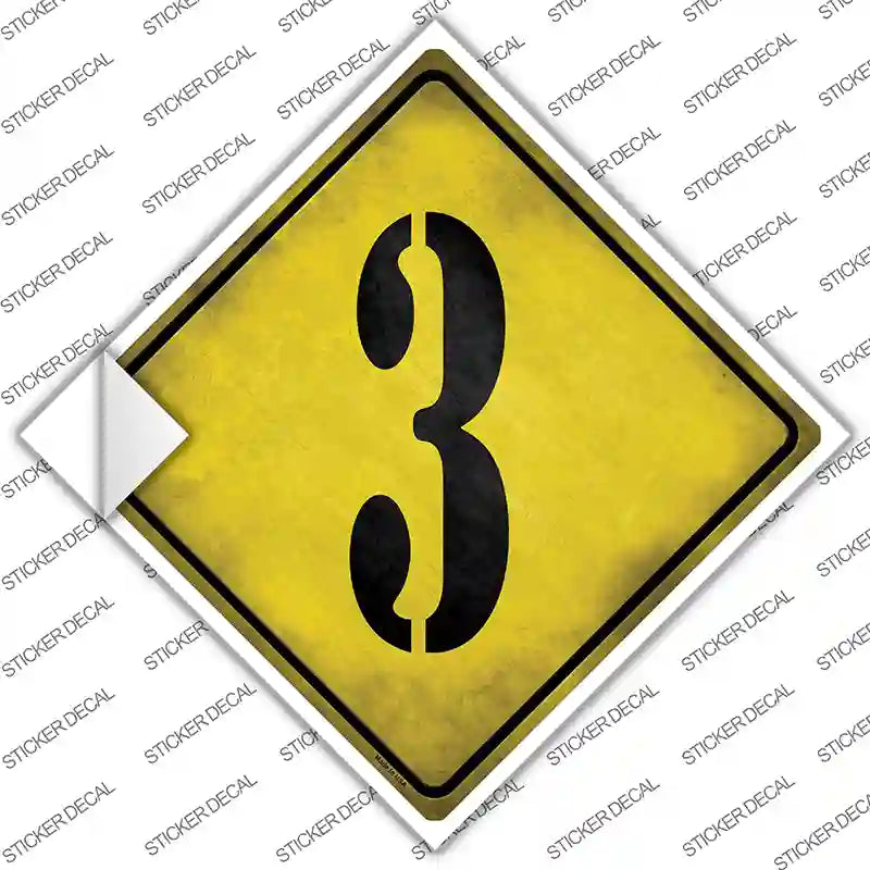 CX-300s-L Number 3 Xing Novelty Diamond Sticker Decal, Large