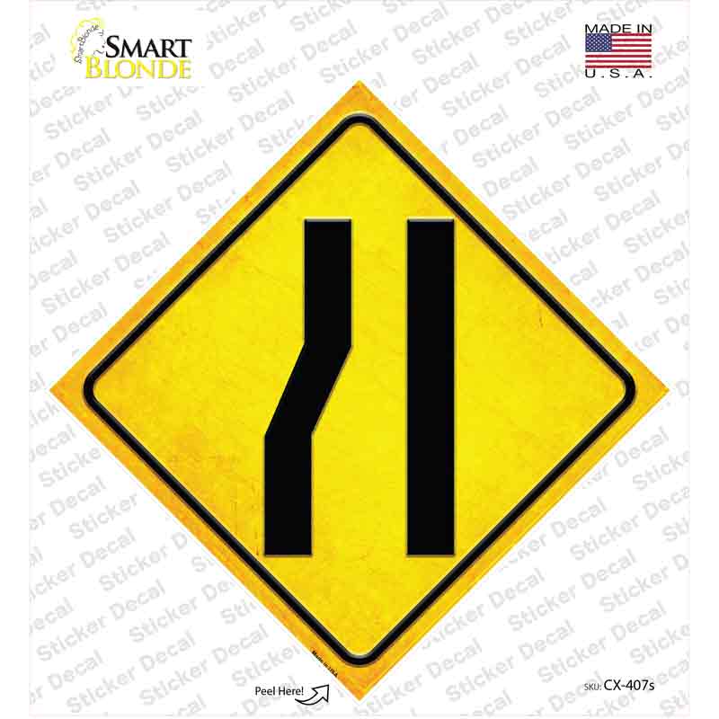 CX-407s-M Lane Ends Left Novelty Diamond Sticker Decal, Medium