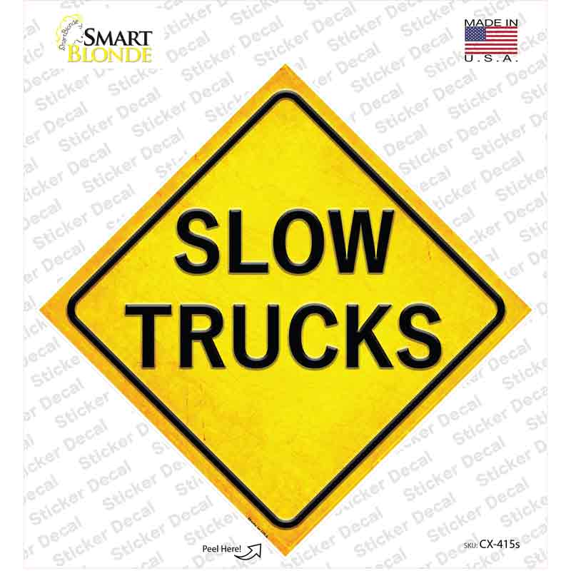 CX-415s-M Slow Trucks Novelty Diamond Sticker Decal, Medium