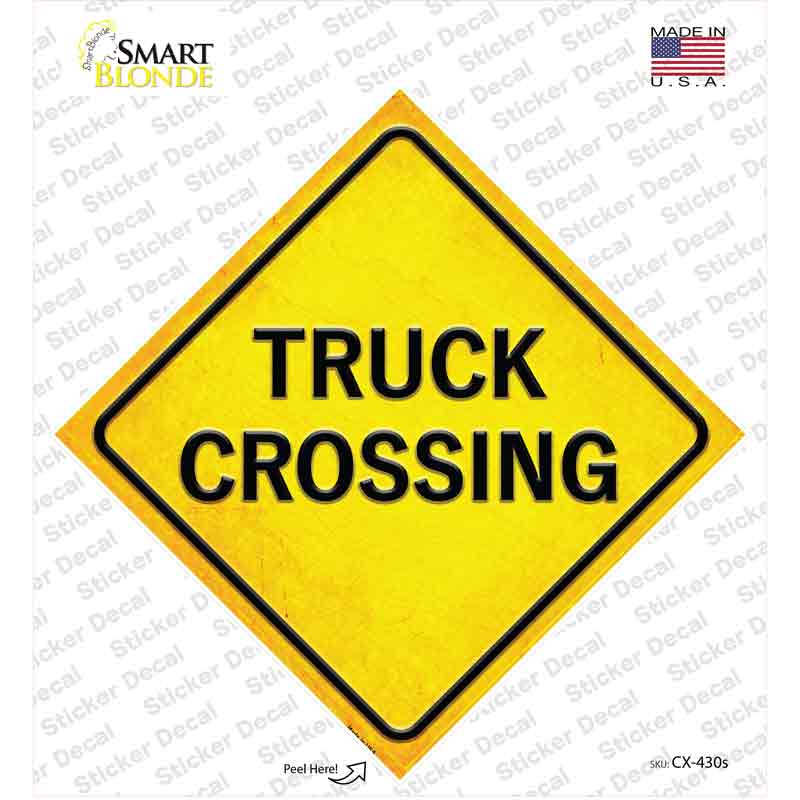 CX-430s-M Truck Crossing Novelty Diamond Sticker Decal, Medium
