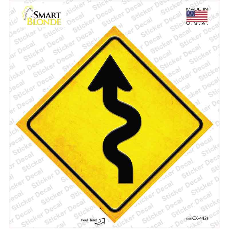 CX-442s-M Curvy Road Novelty Diamond Sticker Decal, Medium