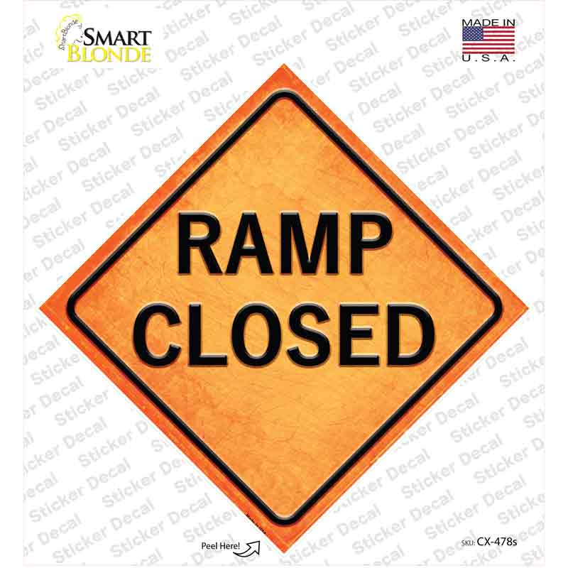 CX-478s-M Ramp Closed Novelty Diamond Sticker Decal, Medium