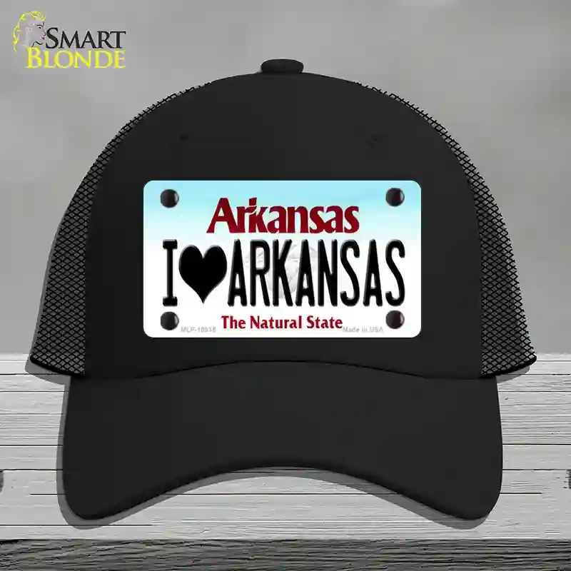 HAT01-MLP-10035 I Love Arkansas Novelty License Plate Hat, Mesh - Black