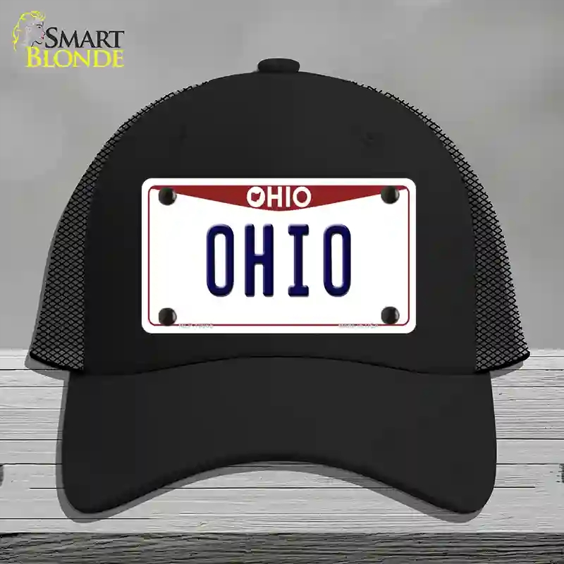 HAT01-MLP-10065 Ohio Maroon Novelty License Plate Hat, Mesh - Black