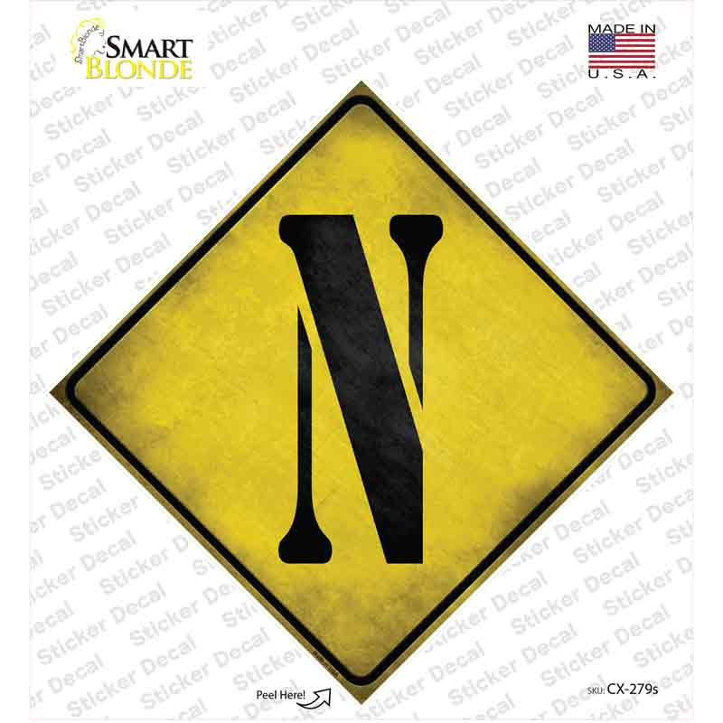 CX-279s-M Letter N Xing Novelty Diamond Sticker Decal, Medium