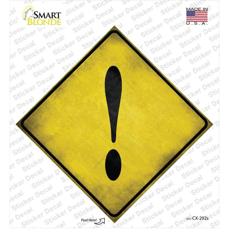 CX-292s-M Exclamation Point Xing Novelty Diamond Sticker Decal, Medium