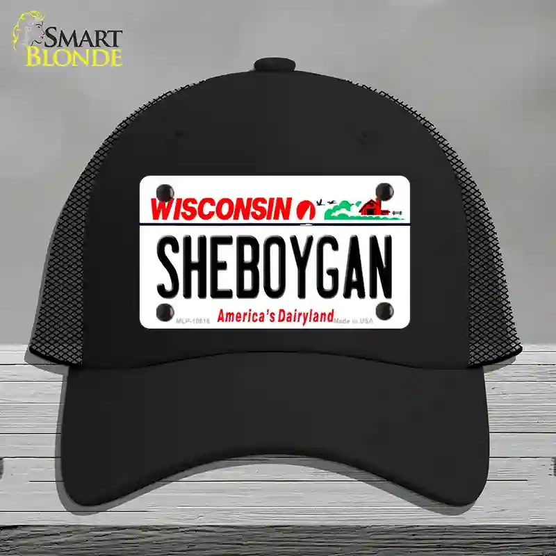 HAT01-MLP-10618 Sheboygan Wisconsin Novelty License Plate Hat, Mesh - Black