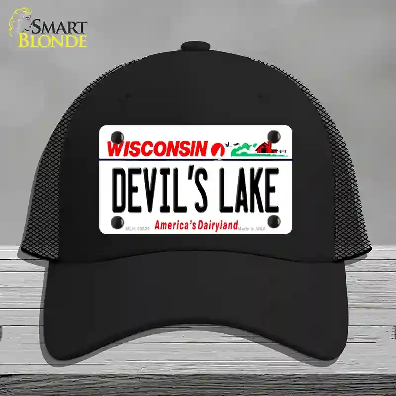 HAT01-MLP-10625 Devils Lake Wisconsin Novelty License Plate Hat, Mesh - Black