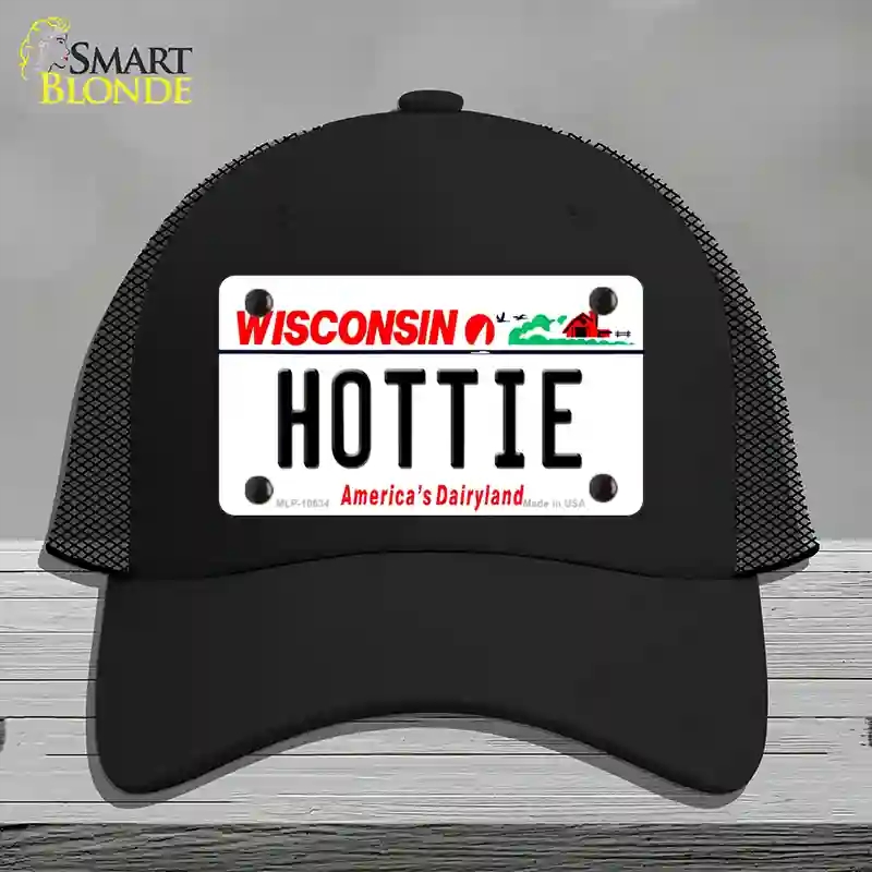 HAT01-MLP-10634 Hottie Wisconsin Novelty License Plate Hat, Mesh - Black