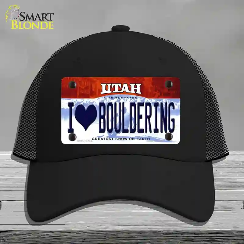 HAT01-MLP-10231 I Love Bouldering Utah Novelty License Plate Hat, Mesh - Black