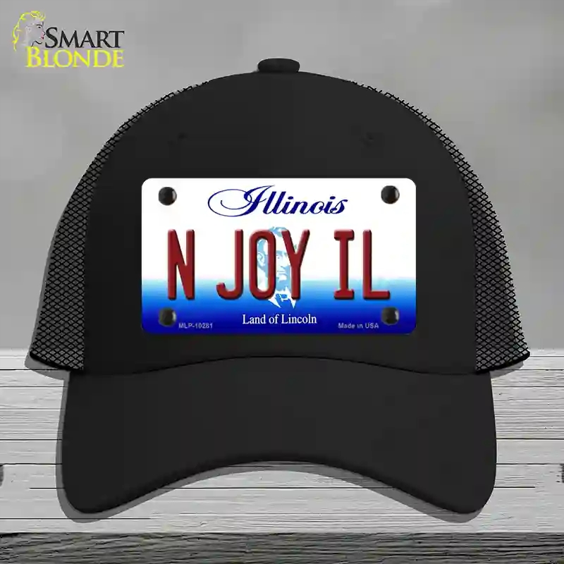 HAT01-MLP-10281 N Joy IL Illinois Novelty License Plate Hat, Mesh - Black