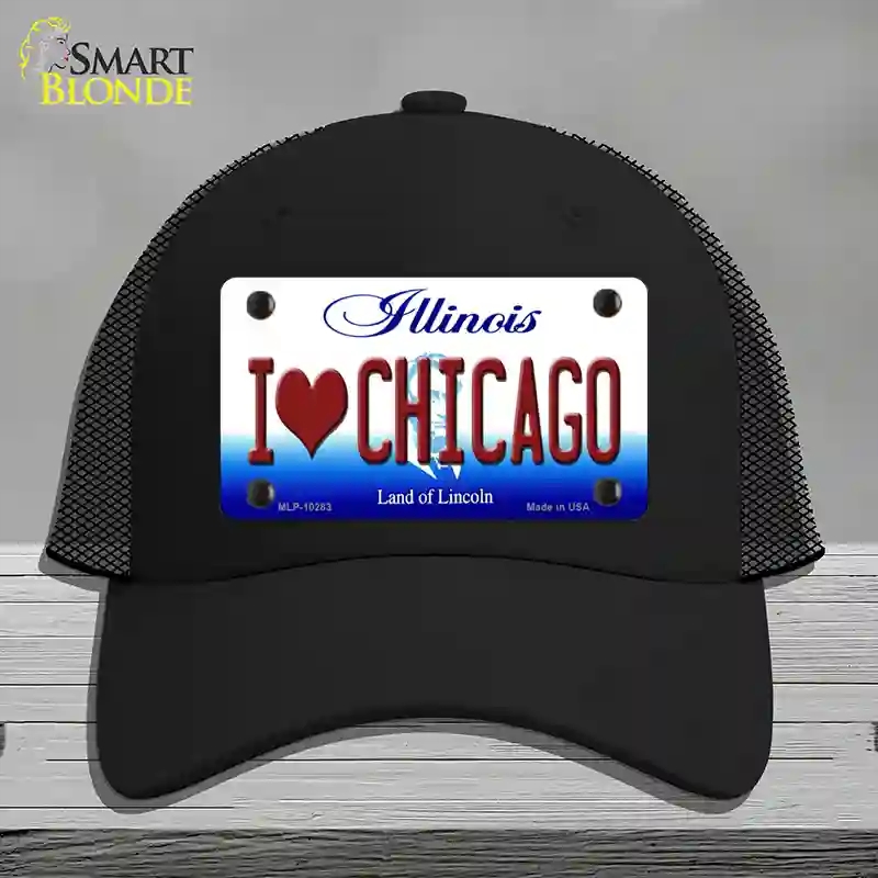 HAT01-MLP-10283 I Love Chicago Illinois Novelty License Plate Hat, Mesh - Black