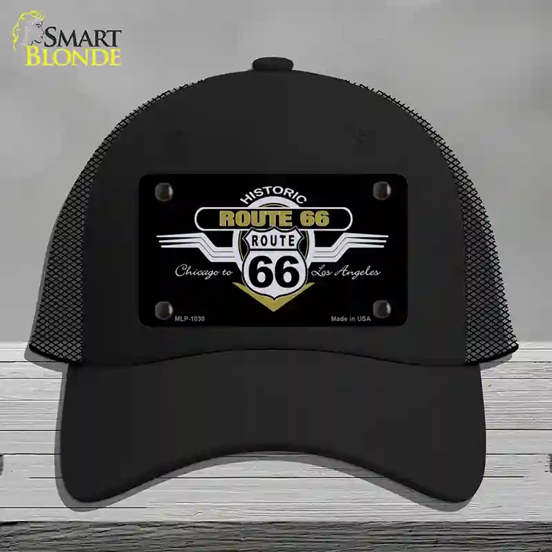 HAT01-MLP-1030 Route 66 Shield Wings Novelty License Plate Hat, Mesh - Black