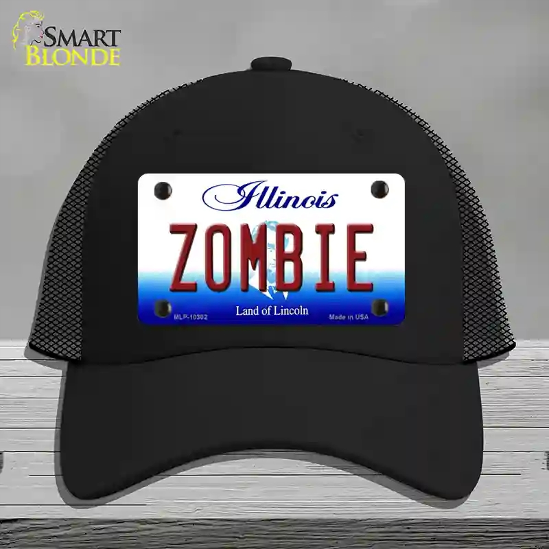 HAT01-MLP-10302 Zombie Illinois Novelty License Plate Hat, Mesh - Black