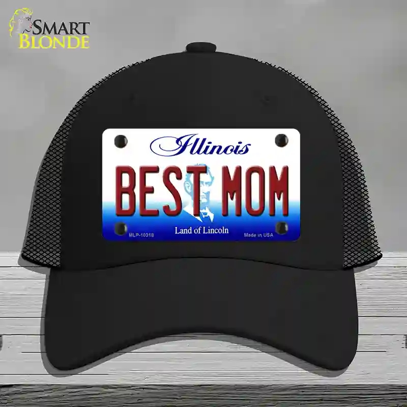 HAT01-MLP-10318 Best Mom Illinois Novelty License Plate Hat, Mesh - Black