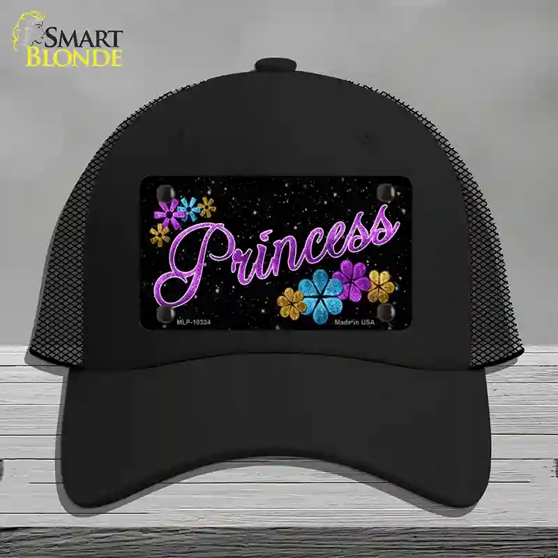 HAT01-MLP-10334 Princess Glitter Novelty License Plate Hat, Mesh - Black