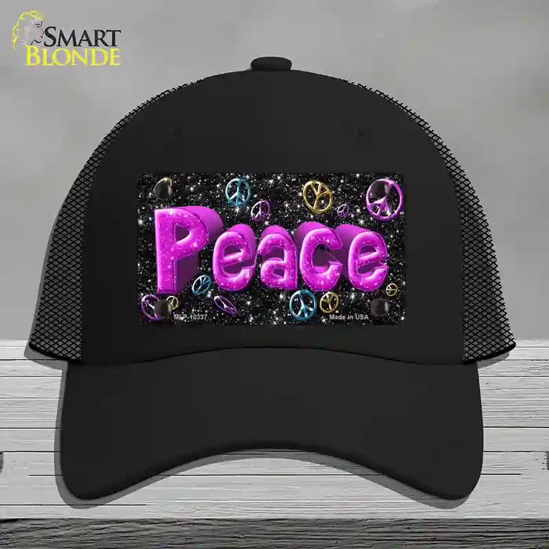 HAT01-MLP-10337 Peace Novelty License Plate Hat, Mesh - Black