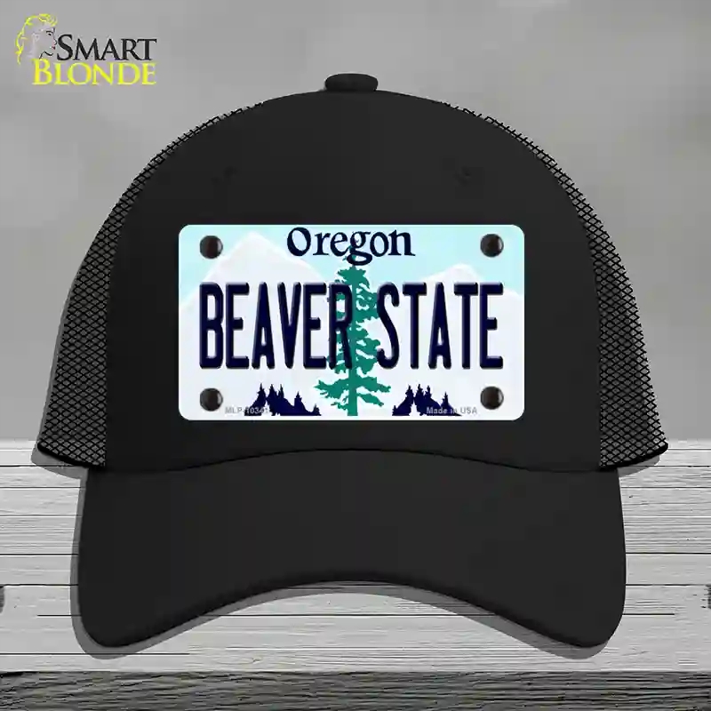 HAT01-MLP-10341 Beaver State Oregon Novelty License Plate Hat, Mesh - Black