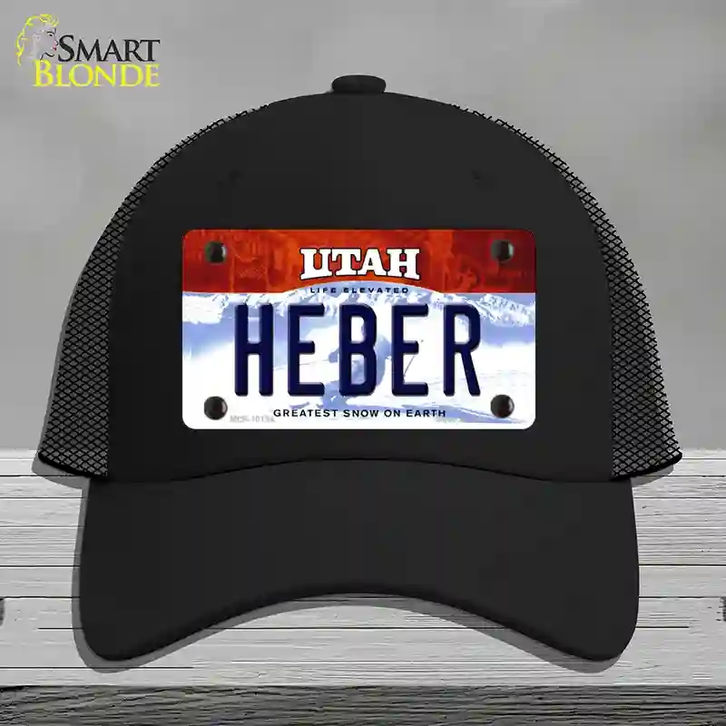 HAT01-MLP-10194 Heber Utah Novelty License Plate Hat, Mesh - Black