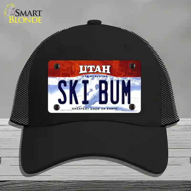 HAT01-MLP-10206 Ski Bum Utah Novelty License Plate Hat, Mesh - Black