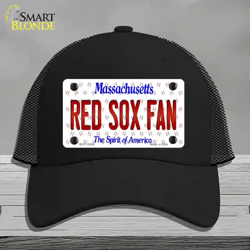 HAT01-MLP-10804 Red Sox Fan Massachusetts Novelty License Plate Hat, Mesh - Black