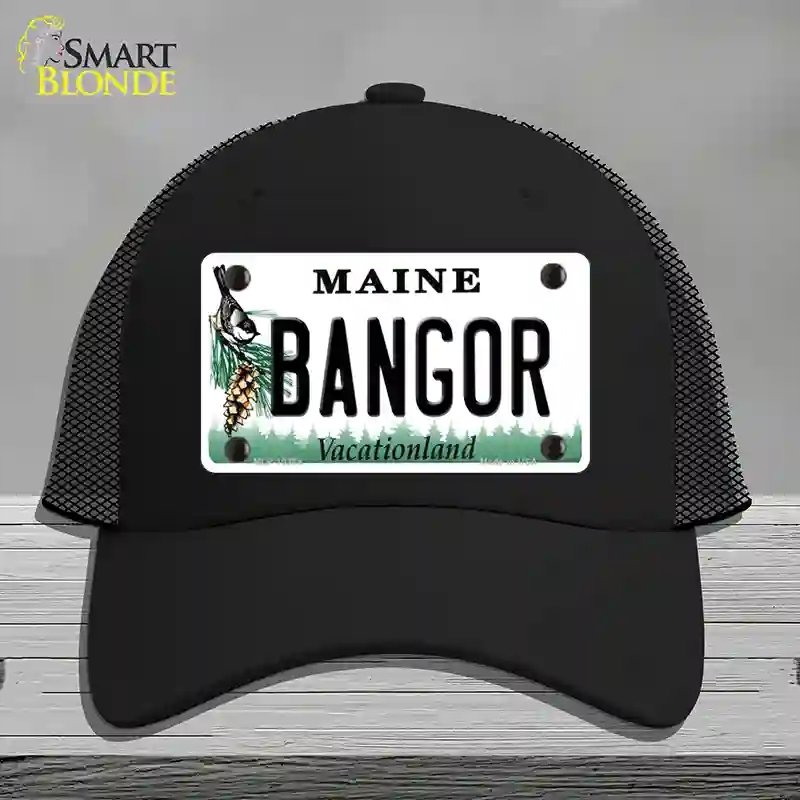 HAT01-MLP-10388 Bangor Maine Novelty License Plate Hat, Mesh - Black
