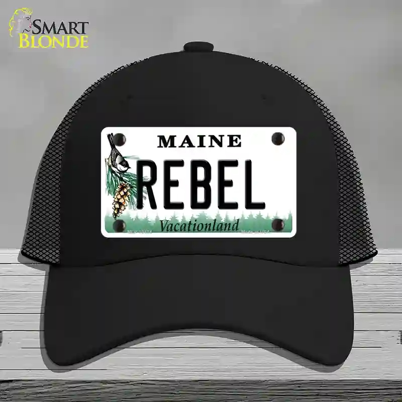 HAT01-MLP-10424 Rebel Maine Novelty License Plate Hat, Mesh - Black