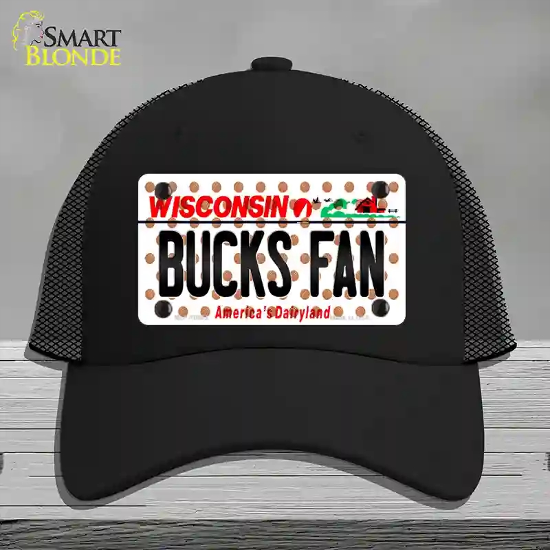 HAT01-MLP-10863 Bucks Fan Wisconsin Novelty License Plate Hat, Mesh - Black
