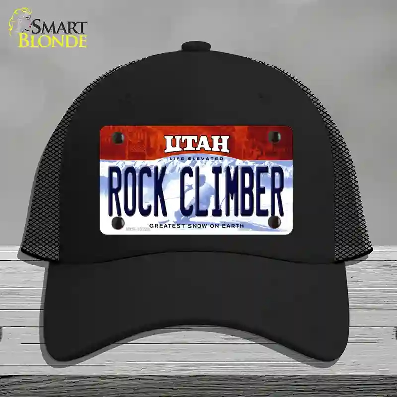 HAT01-MLP-10229 Rock Climber Utah Novelty License Plate Hat, Mesh - Black