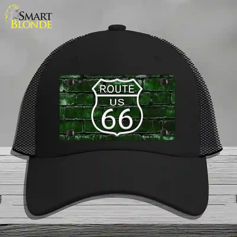HAT01-MLP-11457 Route 66 Green Brick Wall Novelty License Plate Hat, Mesh - Black