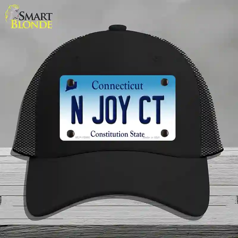 HAT01-MLP-10890 N Joy CT Connecticut Novelty License Plate Hat, Mesh - Black