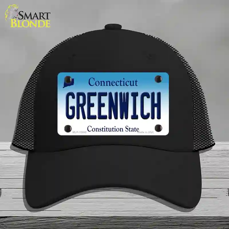 HAT01-MLP-10895 Greenwich Connecticut Novelty License Plate Hat, Mesh - Black