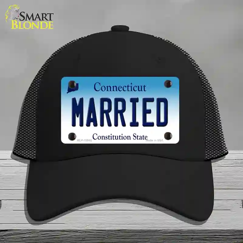 HAT01-MLP-10932 Married Connecticut Novelty License Plate Hat, Mesh - Black