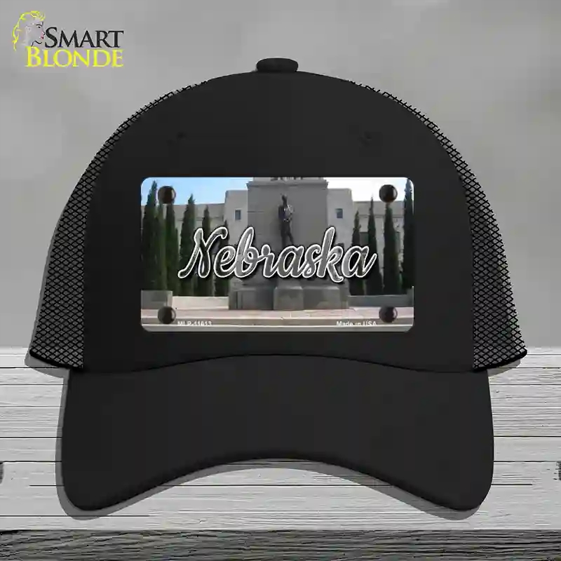 HAT01-MLP-11613 Nebraska Capital Building State Novelty License Plate Hat, Mesh - Black