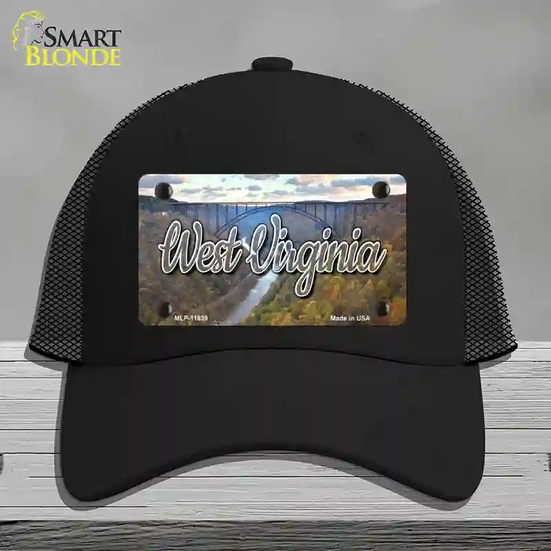 HAT01-MLP-11639 West Virginia River Bridge State Novelty License Plate Hat, Mesh - Black