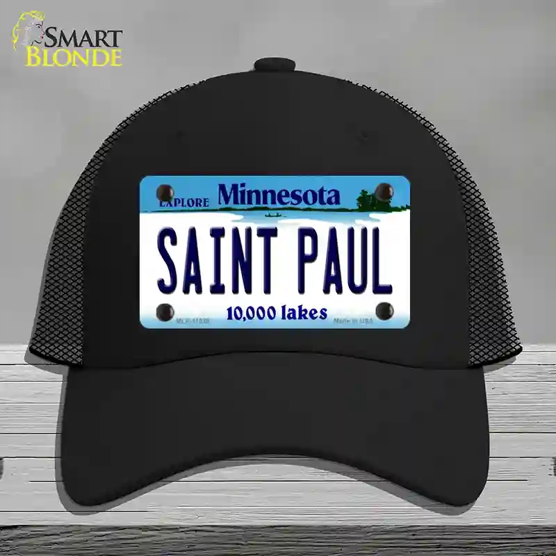 HAT01-MLP-11038 Saint Paul Minnesota State Novelty License Plate Hat, Mesh - Black