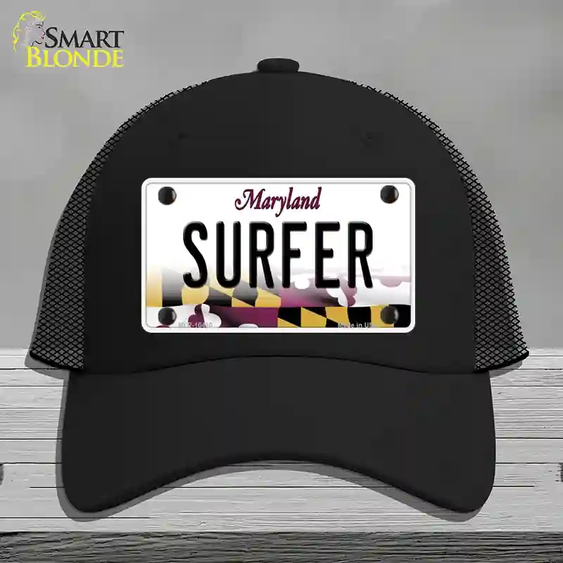 HAT01-MLP-10480 Surfer Maryland Novelty License Plate Hat, Mesh - Black