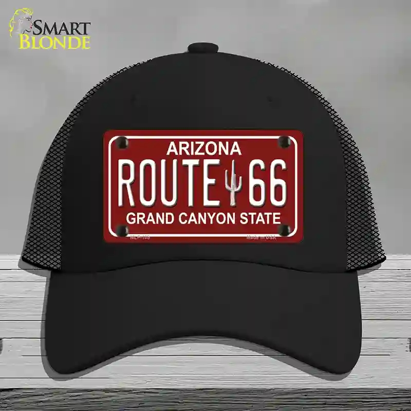 HAT01-MLP-105 Route 66 Arizona Red Novelty License Plate Hat, Mesh - Black