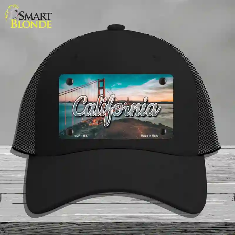 HAT01-MLP-11587 California Golden Gate Bridge State Novelty License Plate Hat, Mesh - Black