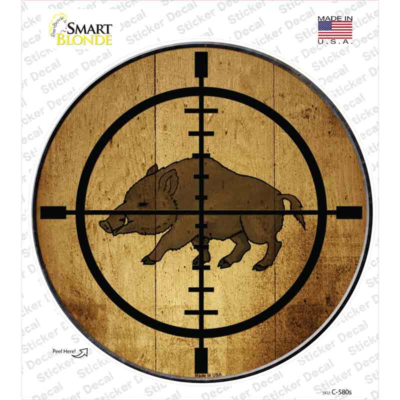 C-580s-M Boar Hunter Novelty Circle Sticker Decal, Medium
