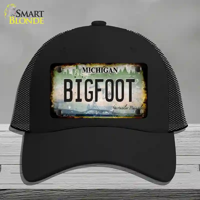 HAT01-MLP-12497 Bigfoot Michigan Novelty License Plate Hat, Mesh - Black