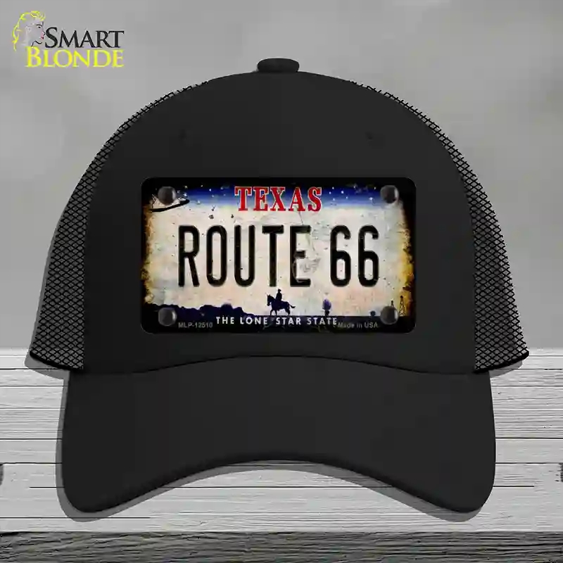 HAT01-MLP-12510 Route 66 Texas Rusty Novelty License Plate Hat, Mesh - Black