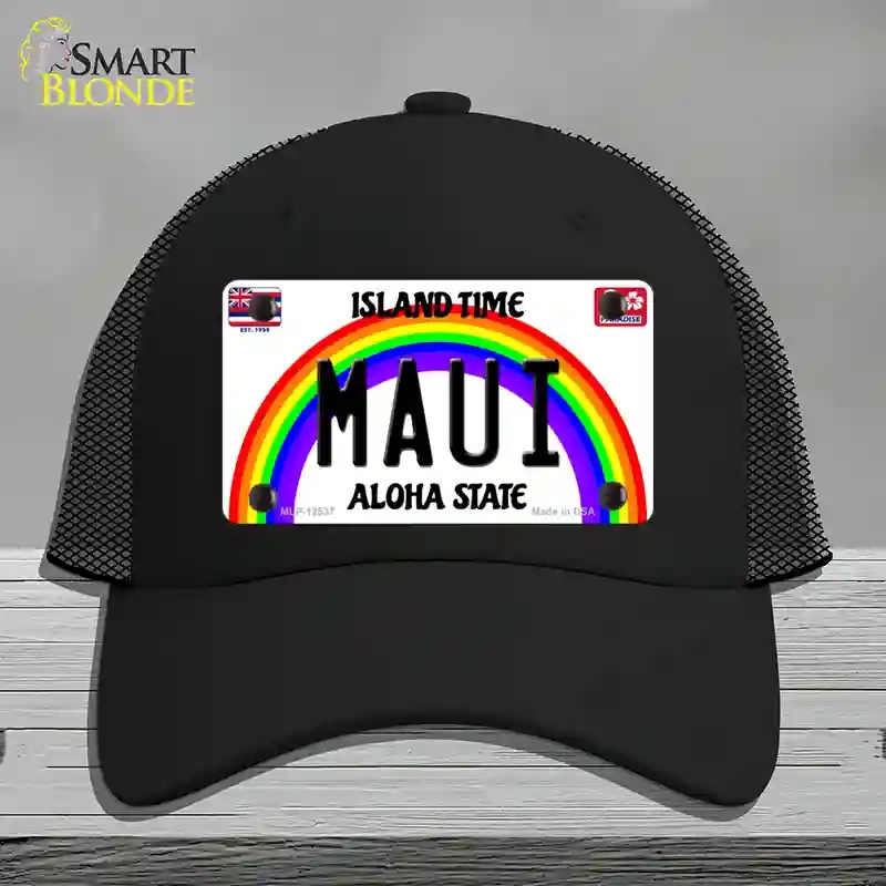 HAT01-MLP-12537 Maui Hawaii Novelty License Plate Hat, Mesh - Black